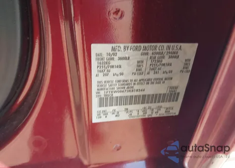 2003 Ford F-150 Lariat/Xlt из США, поврежденный, VIN 1FTRW08673KB18344